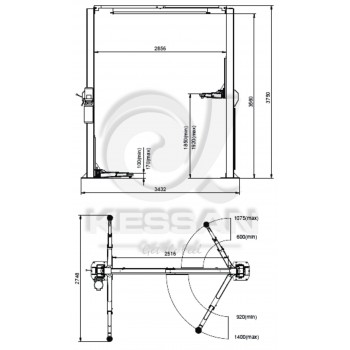 4 Ton Capacity Two-Post Lift / Symmetric Clearfloor